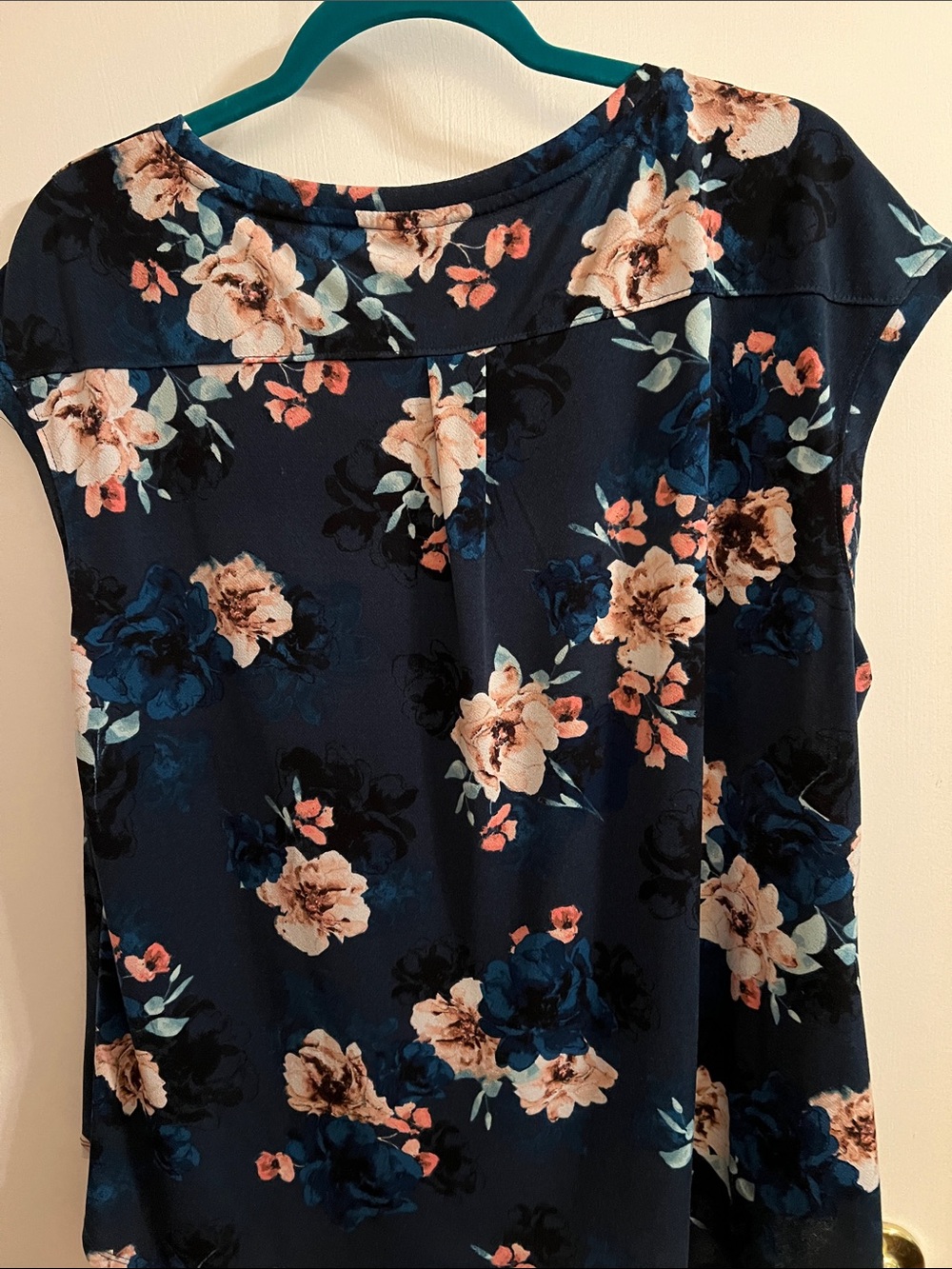 Elle Floral Teal Scoop Neck Women's Top - Picture 4 of 6